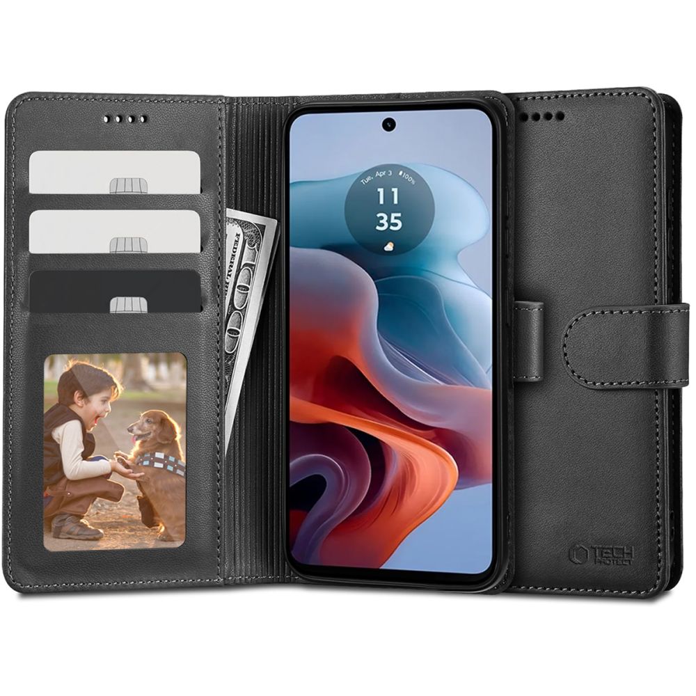 Pokrowiec Tech-protect Wallet czarny Motorola Moto G34 5G