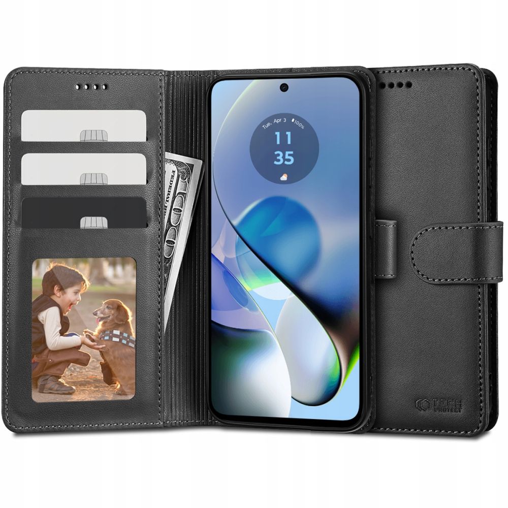 Pokrowiec Tech-protect Wallet czarny Motorola Moto G54 5G