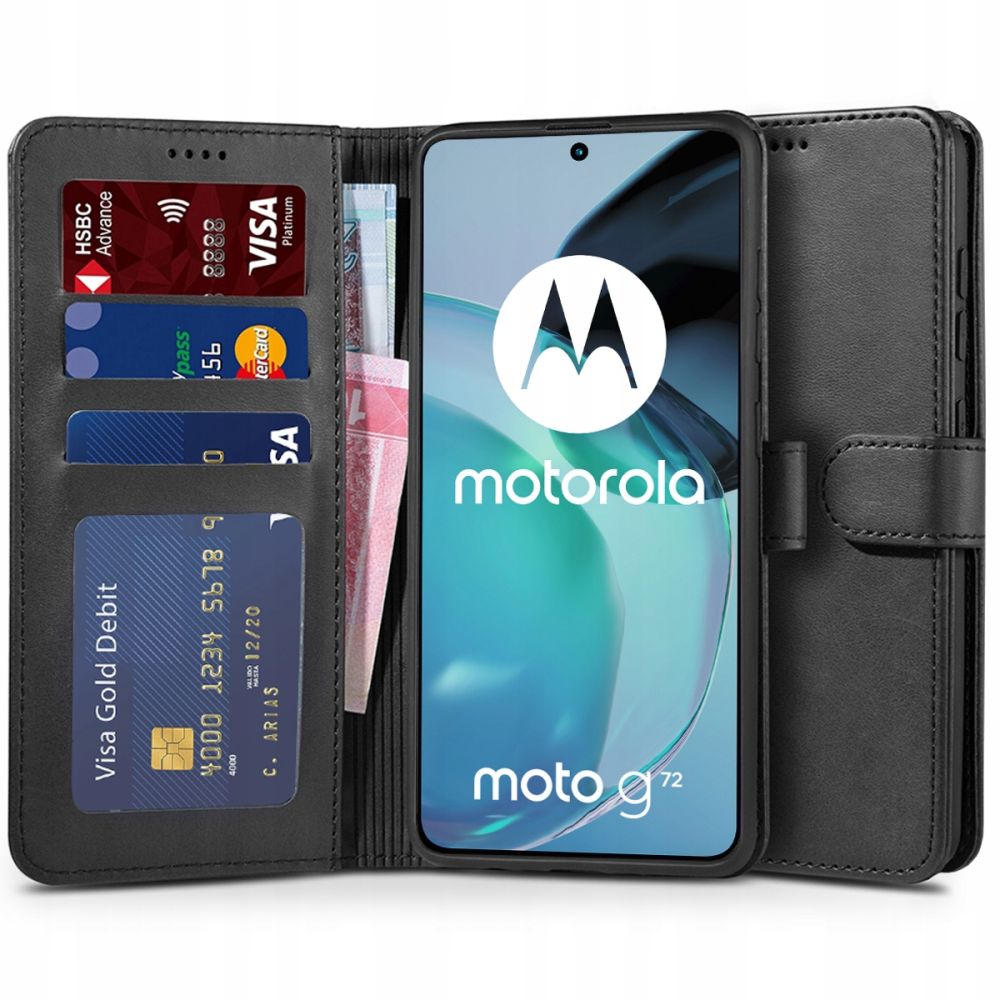 Pokrowiec Tech-protect Wallet czarny Motorola Moto G72