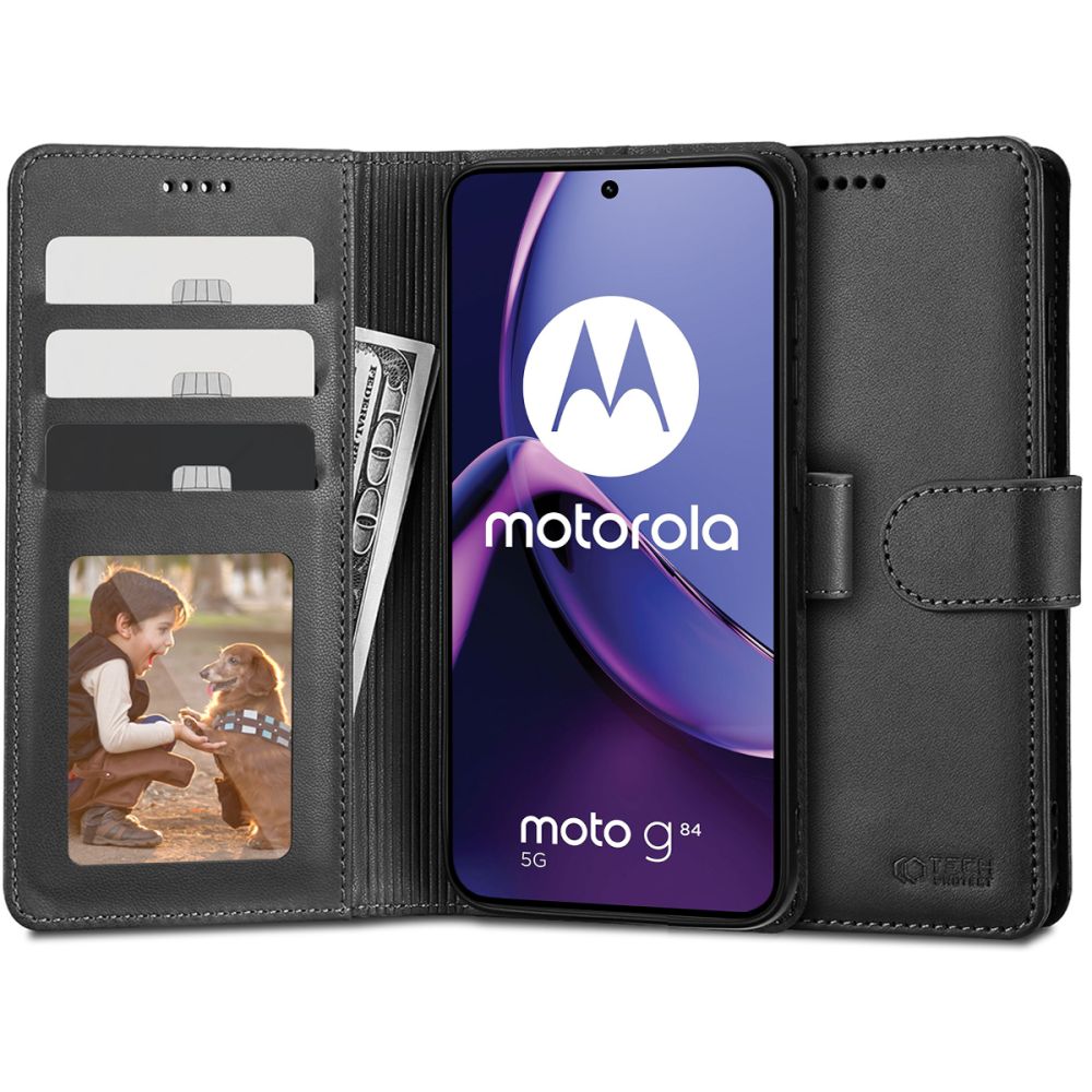 Pokrowiec Tech-protect Wallet czarny Motorola Moto G84 5G