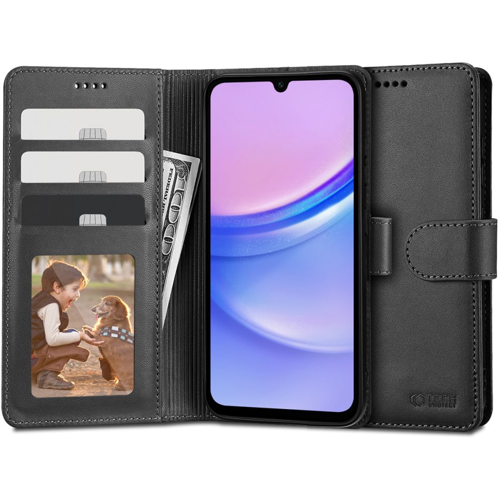 Pokrowiec Tech-protect Wallet czarny Samsung Galaxy A15 4G