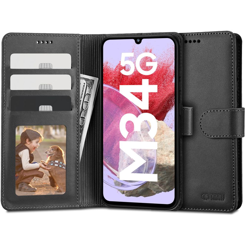 Pokrowiec Tech-protect Wallet czarny Samsung Galaxy M34 5G