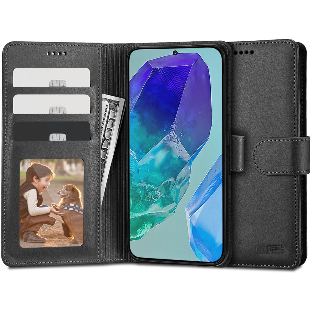 Pokrowiec Tech-protect Wallet czarny Samsung Galaxy M55 5G