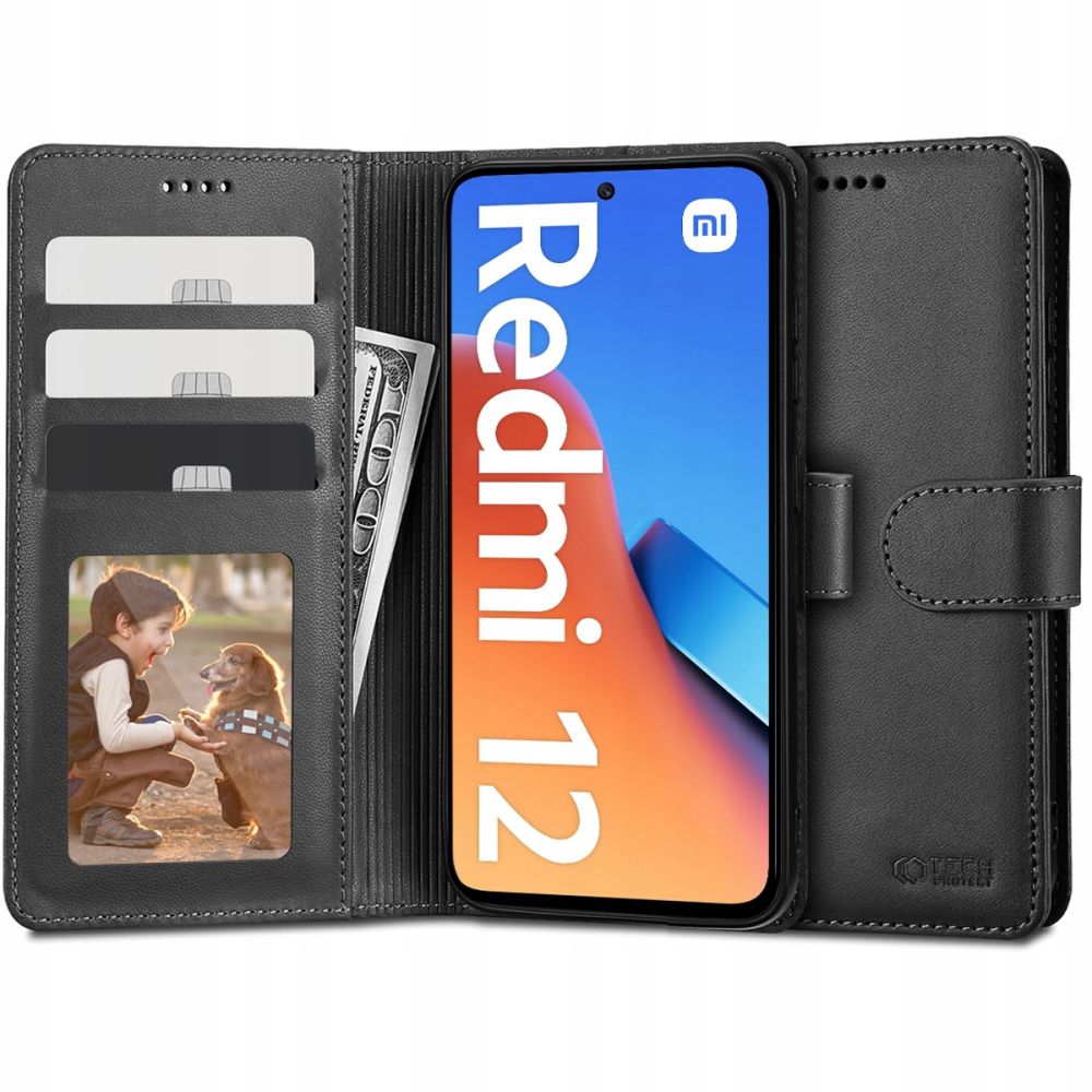 Pokrowiec Tech-protect Wallet czarny Xiaomi Redmi 12
