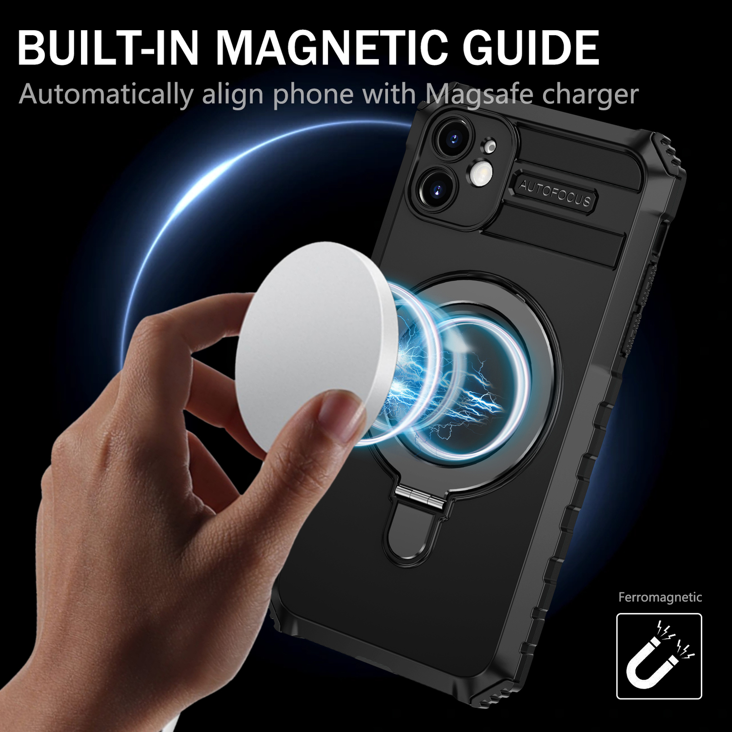 Pokrowiec Tel Protect Armor Magsafe Metal Ring Case czarny Apple iPhone 11 / 8