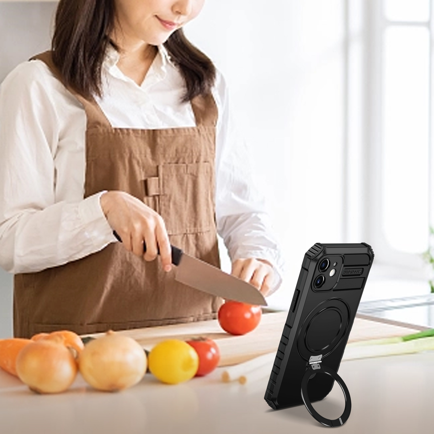 Pokrowiec Tel Protect Armor Magsafe Metal Ring Case czarny Apple iPhone 12 / 10