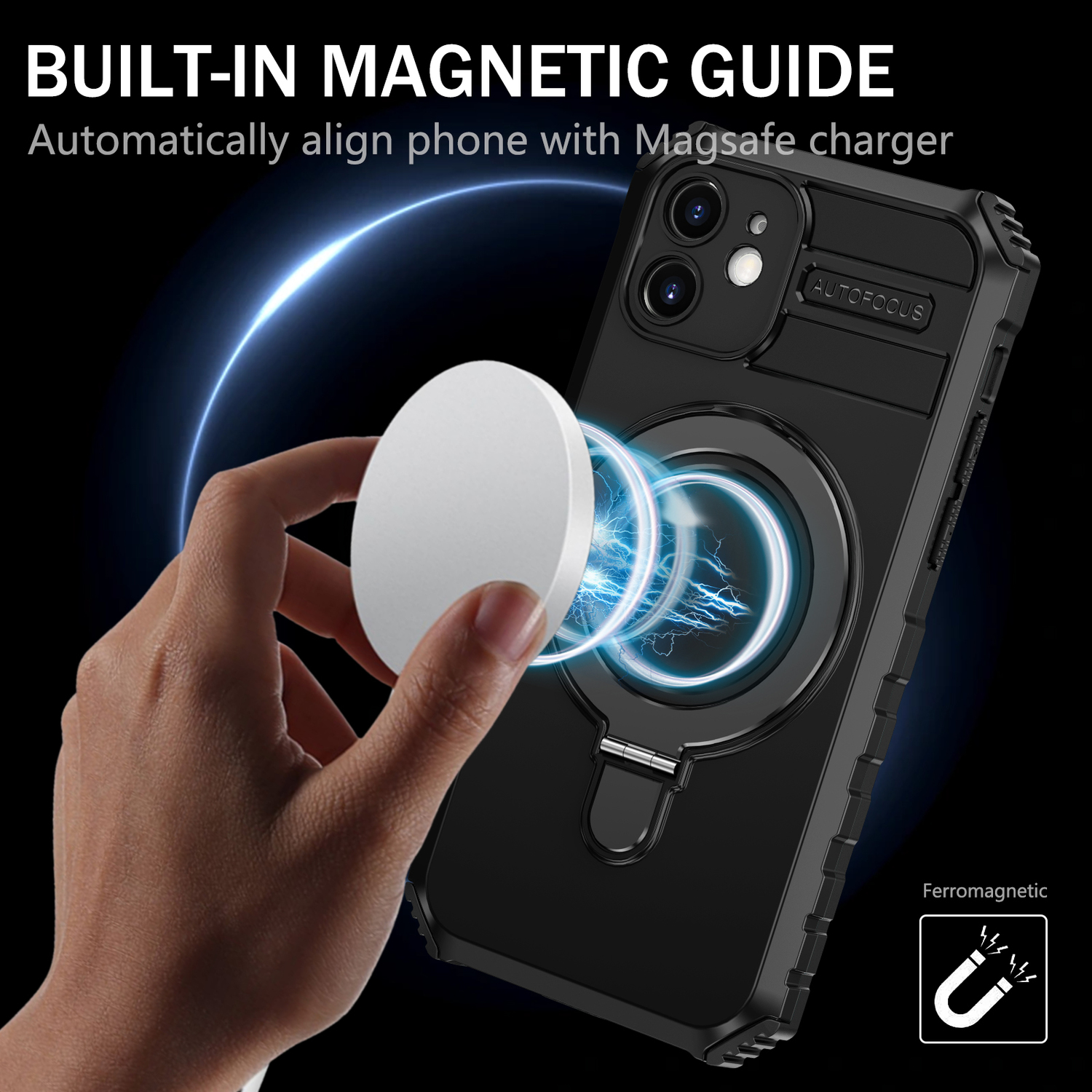 Pokrowiec Tel Protect Armor Magsafe Metal Ring Case czarny Apple iPhone 12 / 9