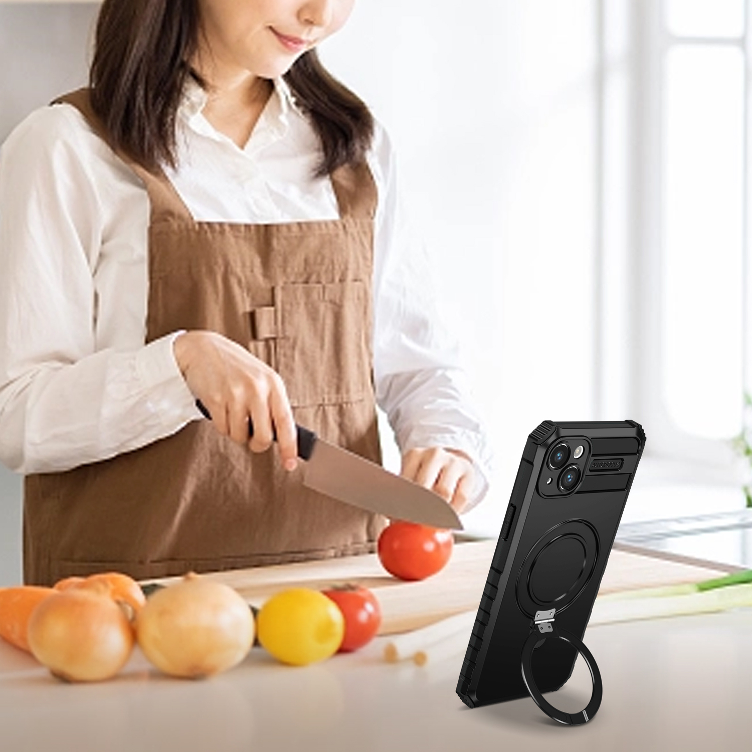 Pokrowiec Tel Protect Armor Magsafe Metal Ring Case czarny Apple iPhone 14 / 11