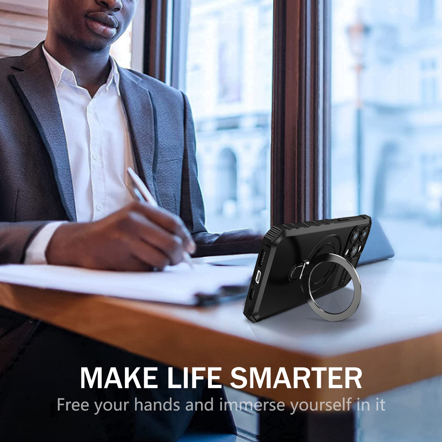 Pokrowiec Tel Protect Armor Magsafe Metal Ring Case czarny Apple iPhone 15 Pro Max / 12