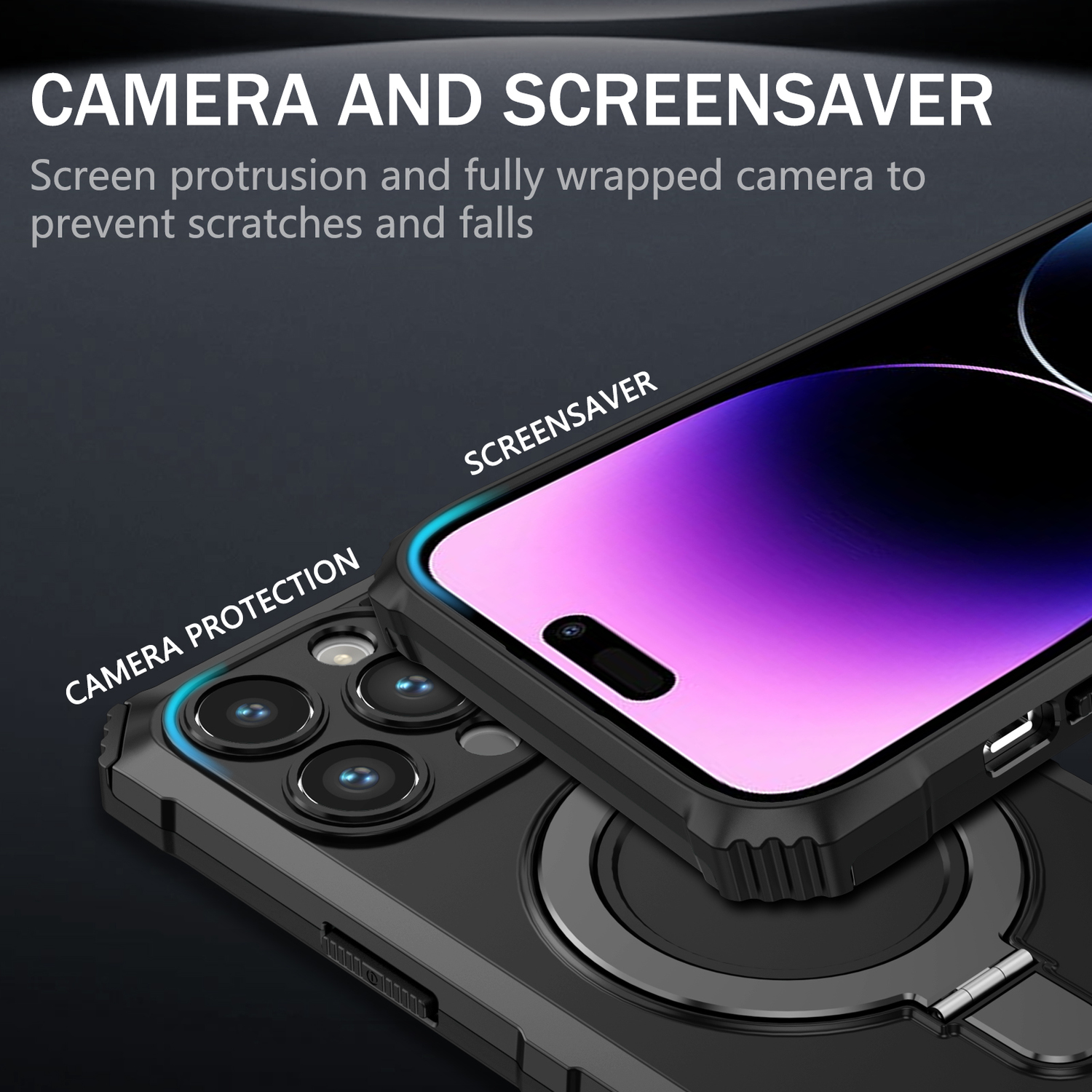 Pokrowiec Tel Protect Armor Magsafe Metal Ring Case czarny Apple iPhone 15 Pro Max / 3