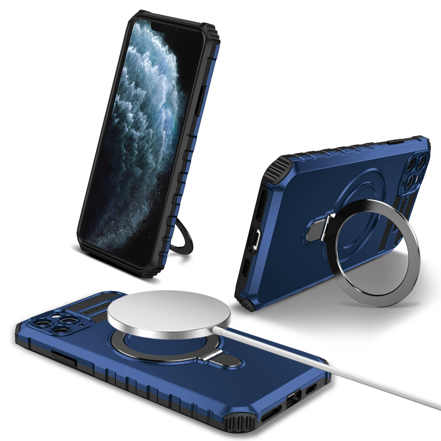 Pokrowiec Tel Protect Armor Magsafe Metal Ring Case niebieski Apple iPhone 11 Pro / 2