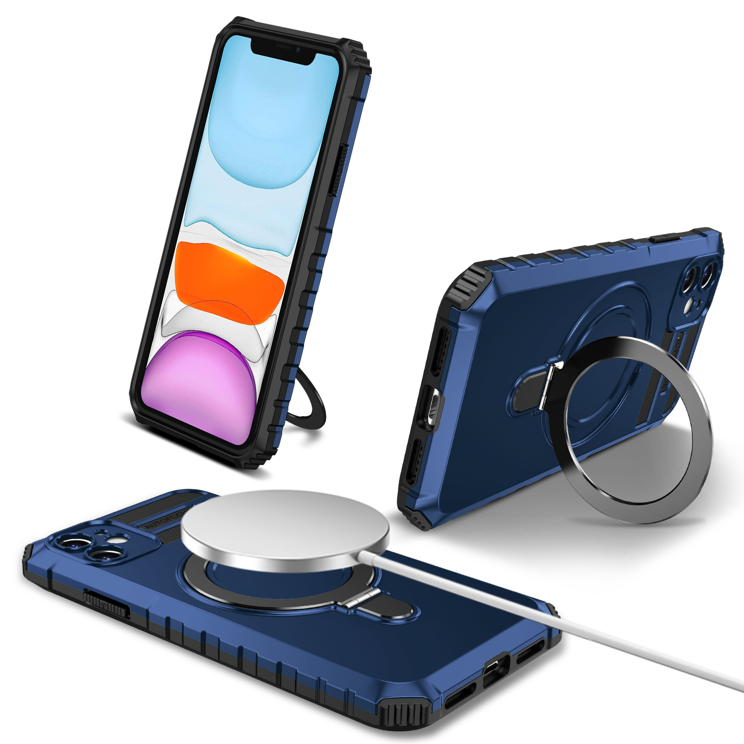 Pokrowiec Tel Protect Armor Magsafe Metal Ring Case niebieski Apple iPhone 11 / 2