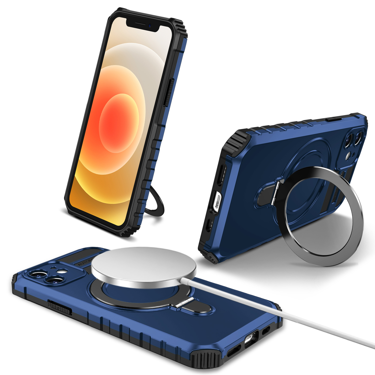 Pokrowiec Tel Protect Armor Magsafe Metal Ring Case niebieski Apple iPhone 12 / 2