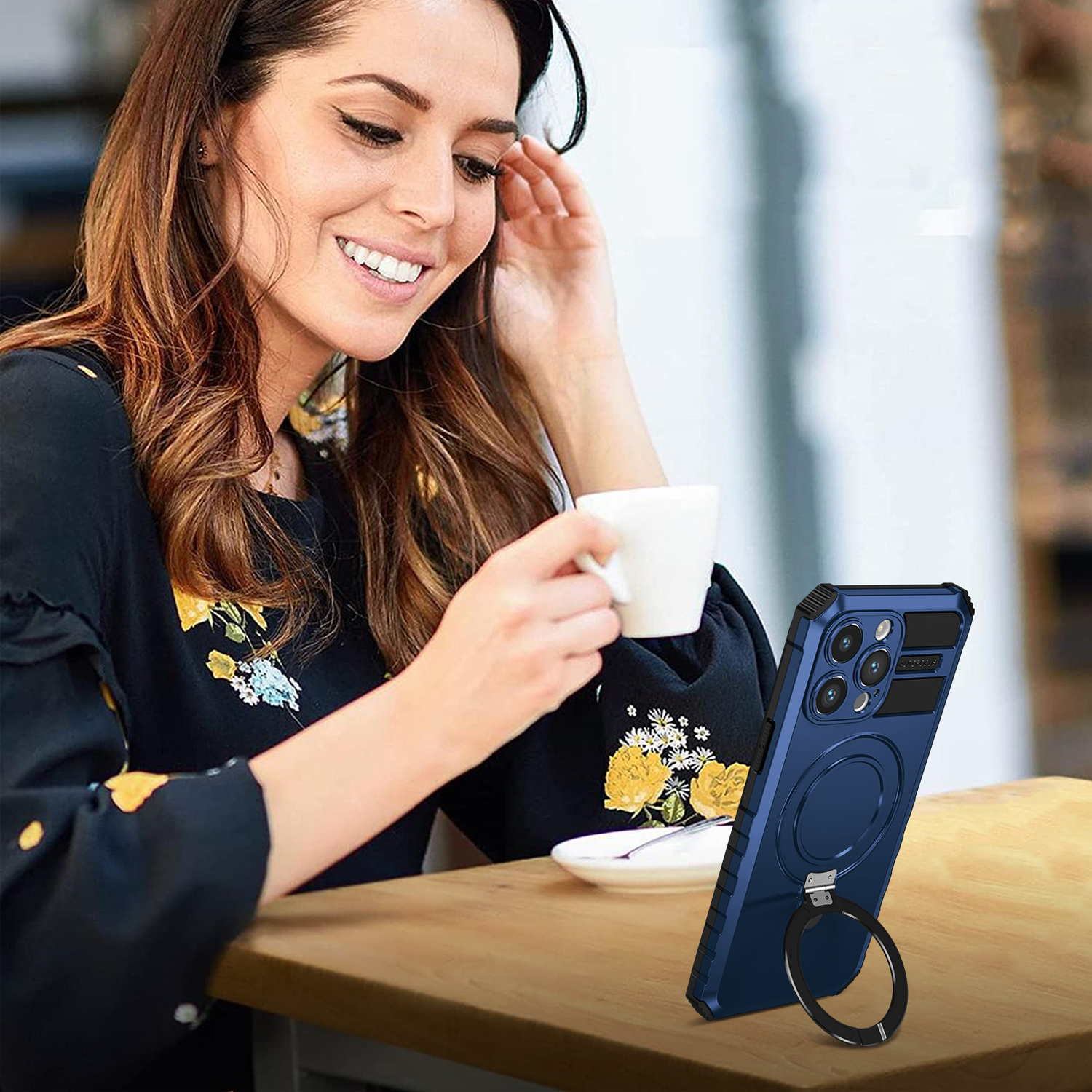 Pokrowiec Tel Protect Armor Magsafe Metal Ring Case niebieski Apple iPhone 13 Pro Max / 11