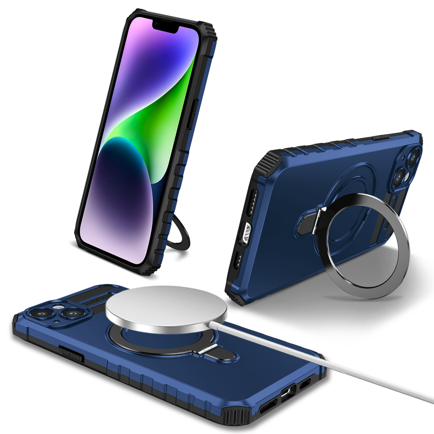 Pokrowiec Tel Protect Armor Magsafe Metal Ring Case niebieski Apple iPhone 15 / 3