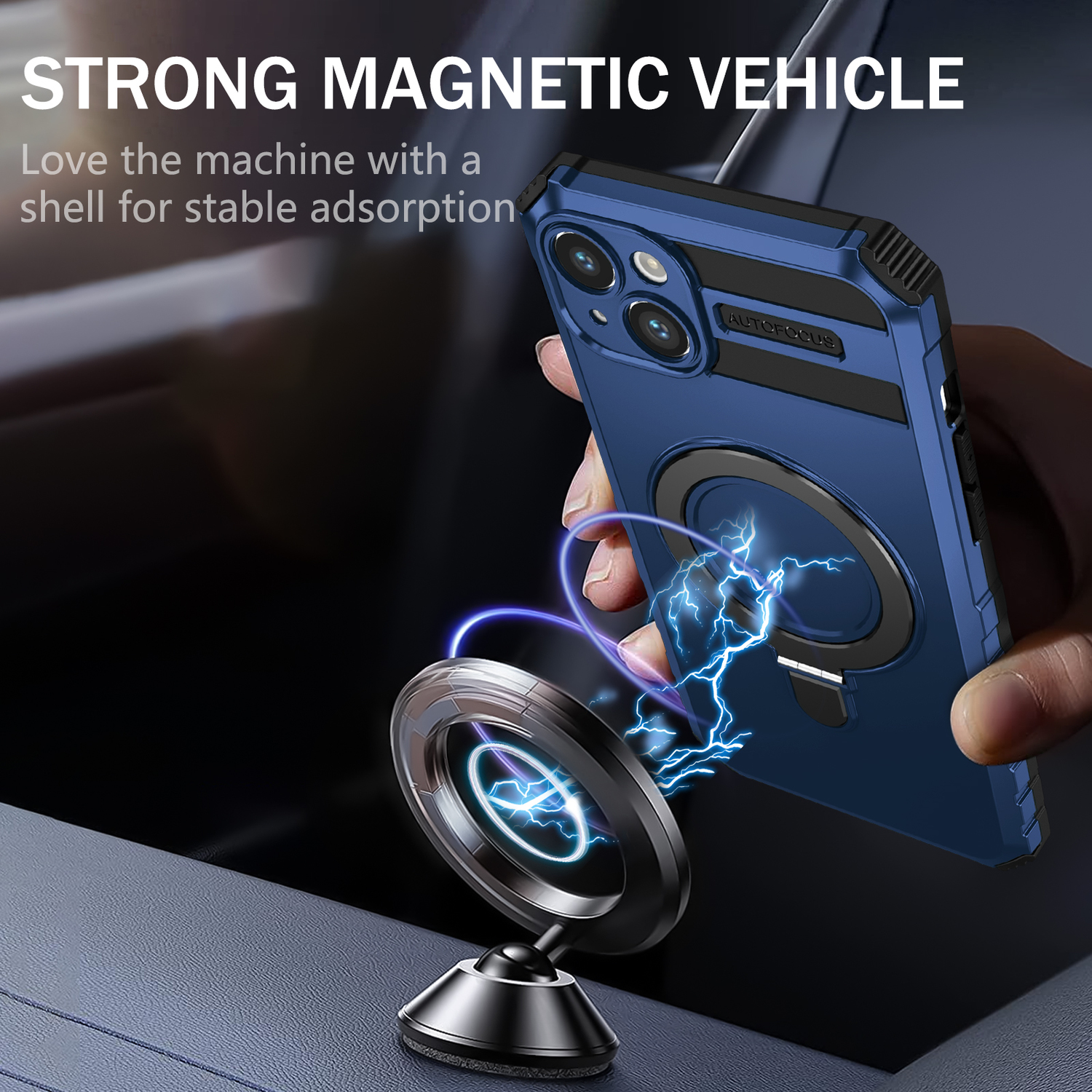 Pokrowiec Tel Protect Armor Magsafe Metal Ring Case niebieski Apple iPhone 15 / 5