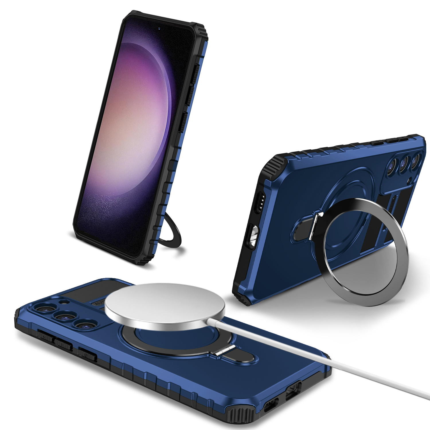 Pokrowiec Tel Protect Armor Magsafe Metal Ring Case niebieski Samsung Galaxy S23 / 2