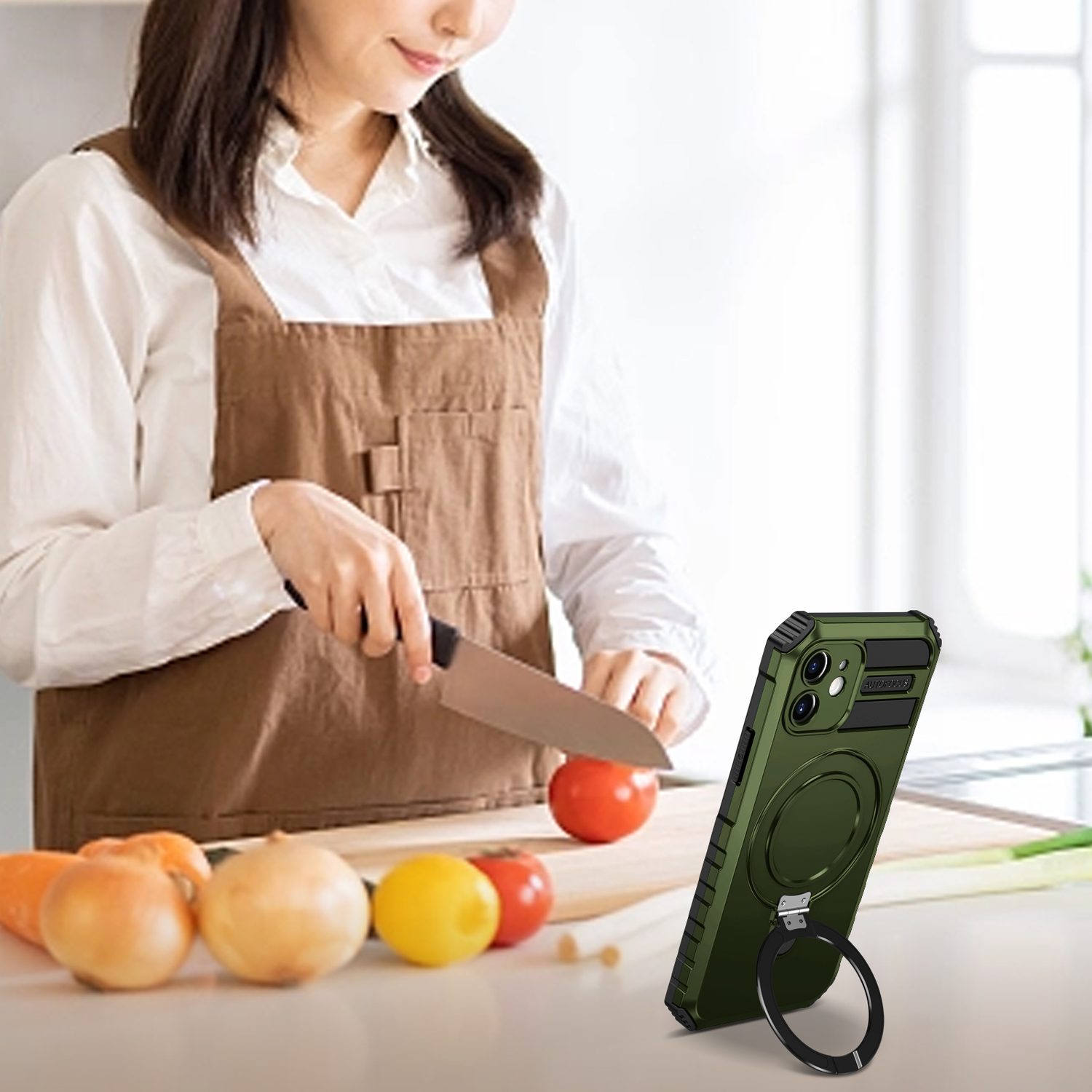 Pokrowiec Tel Protect Armor Magsafe Metal Ring Case zielony Apple iPhone 12 / 10