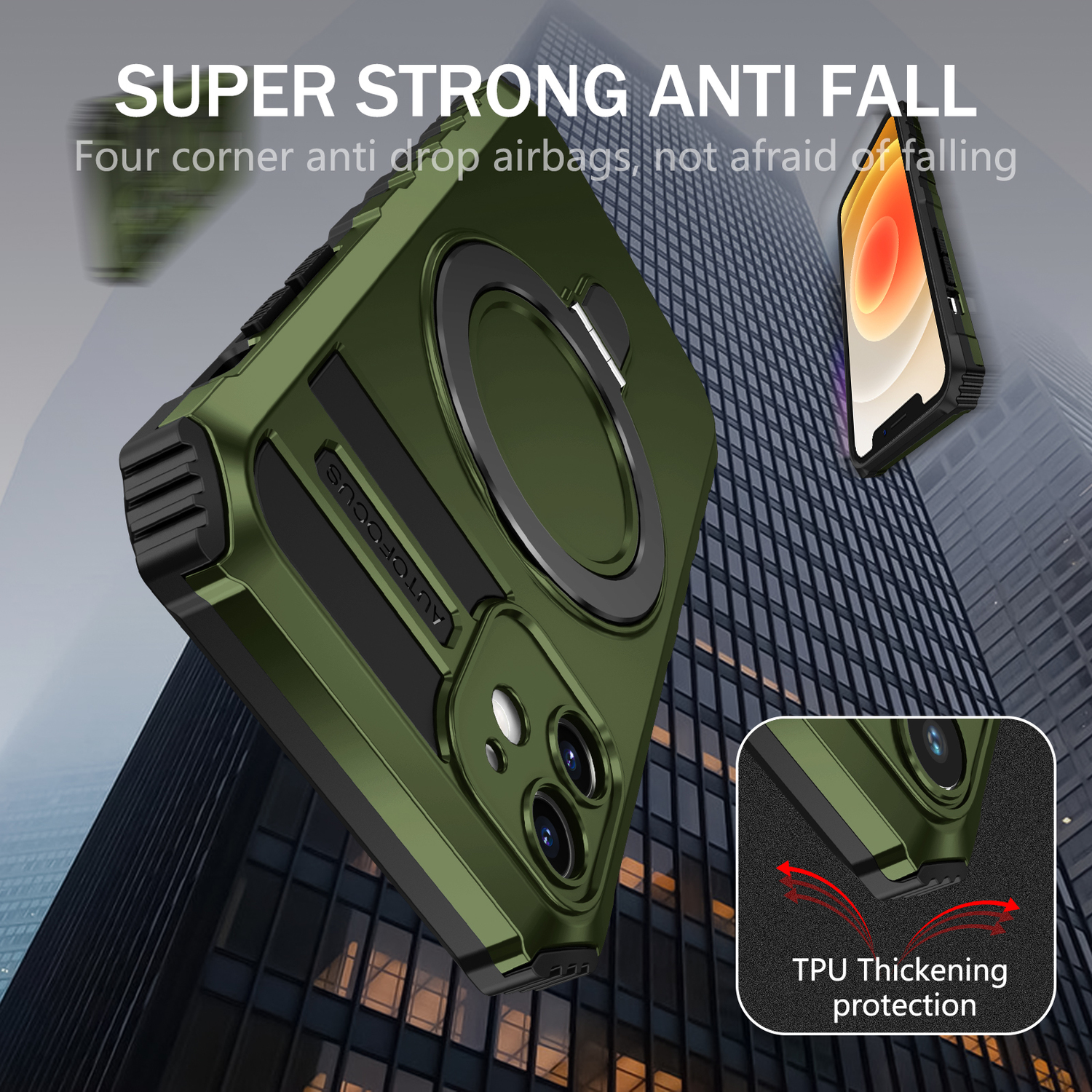 Pokrowiec Tel Protect Armor Magsafe Metal Ring Case zielony Apple iPhone 12 / 7