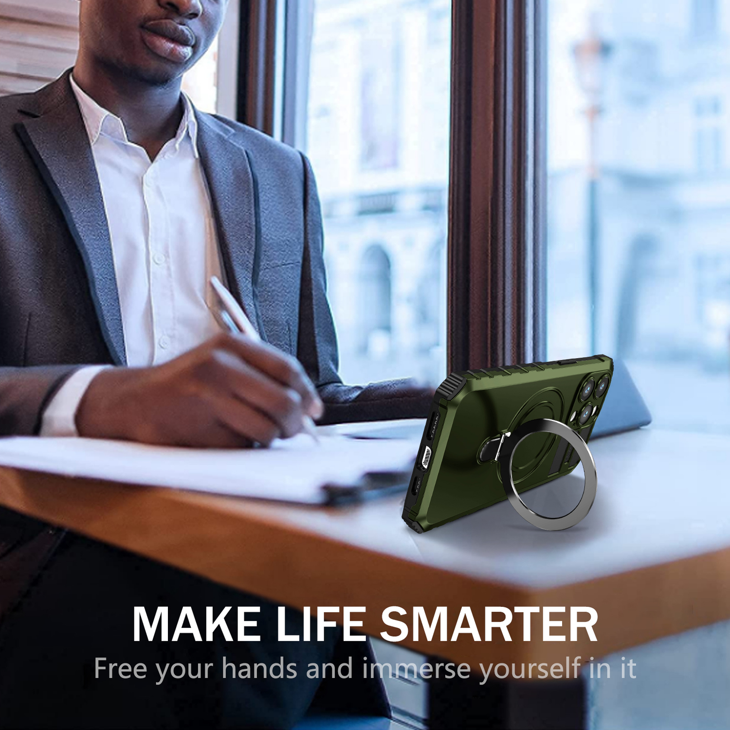 Pokrowiec Tel Protect Armor Magsafe Metal Ring Case zielony Apple iPhone 15 Pro Max / 11