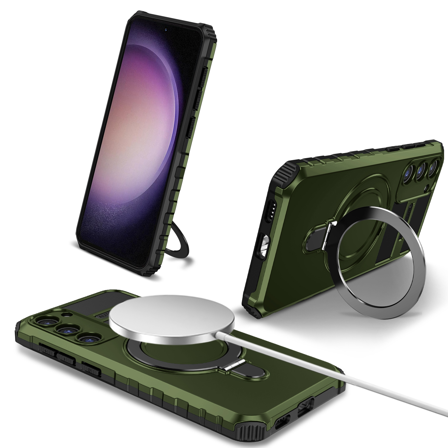 Pokrowiec Tel Protect Armor Magsafe Metal Ring Case zielony Samsung Galaxy S23 / 2