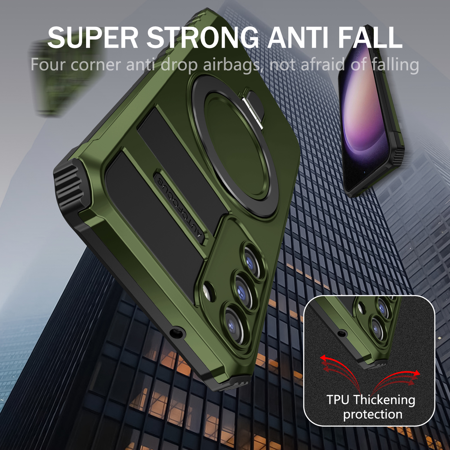 Pokrowiec Tel Protect Armor Magsafe Metal Ring Case zielony Samsung Galaxy S23 / 6