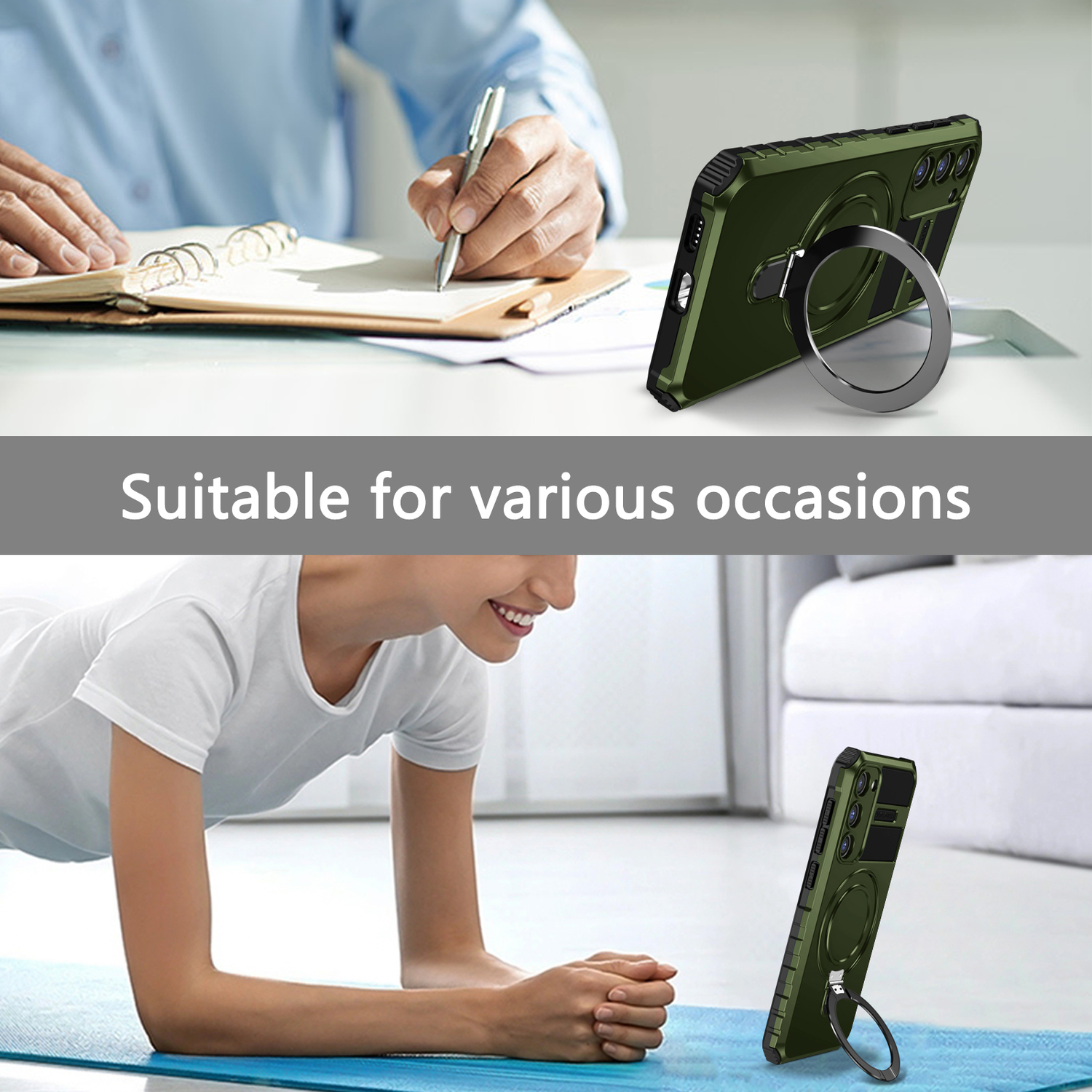 Pokrowiec Tel Protect Armor Magsafe Metal Ring Case zielony Samsung Galaxy S23 / 8