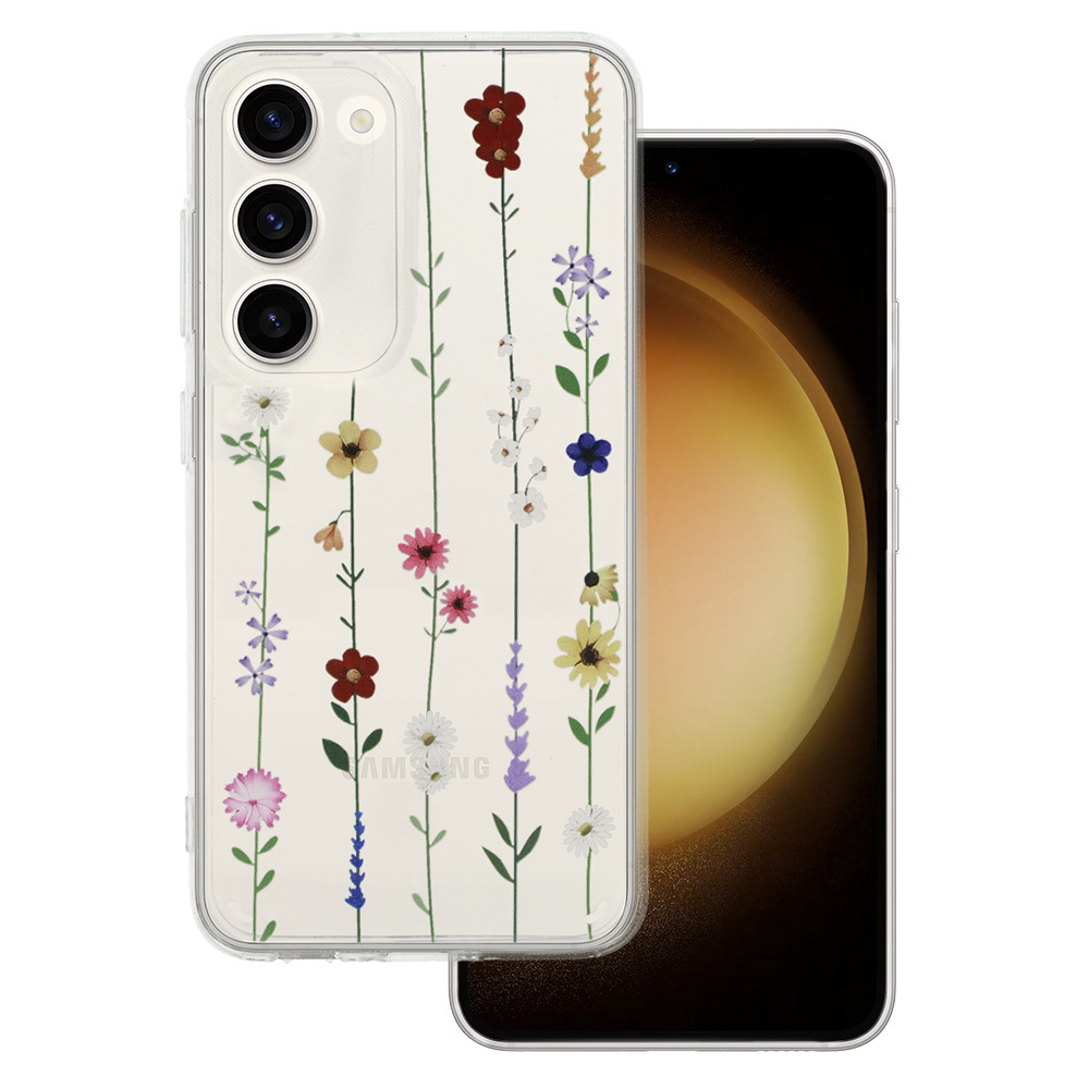 Etui przeźroczyste etui case z kwiatami nakładka na tył ze wzorem kwi  Pokrowiec Tel Protect Flower wzór 4 do Samsung Galaxy S24 Ultra.