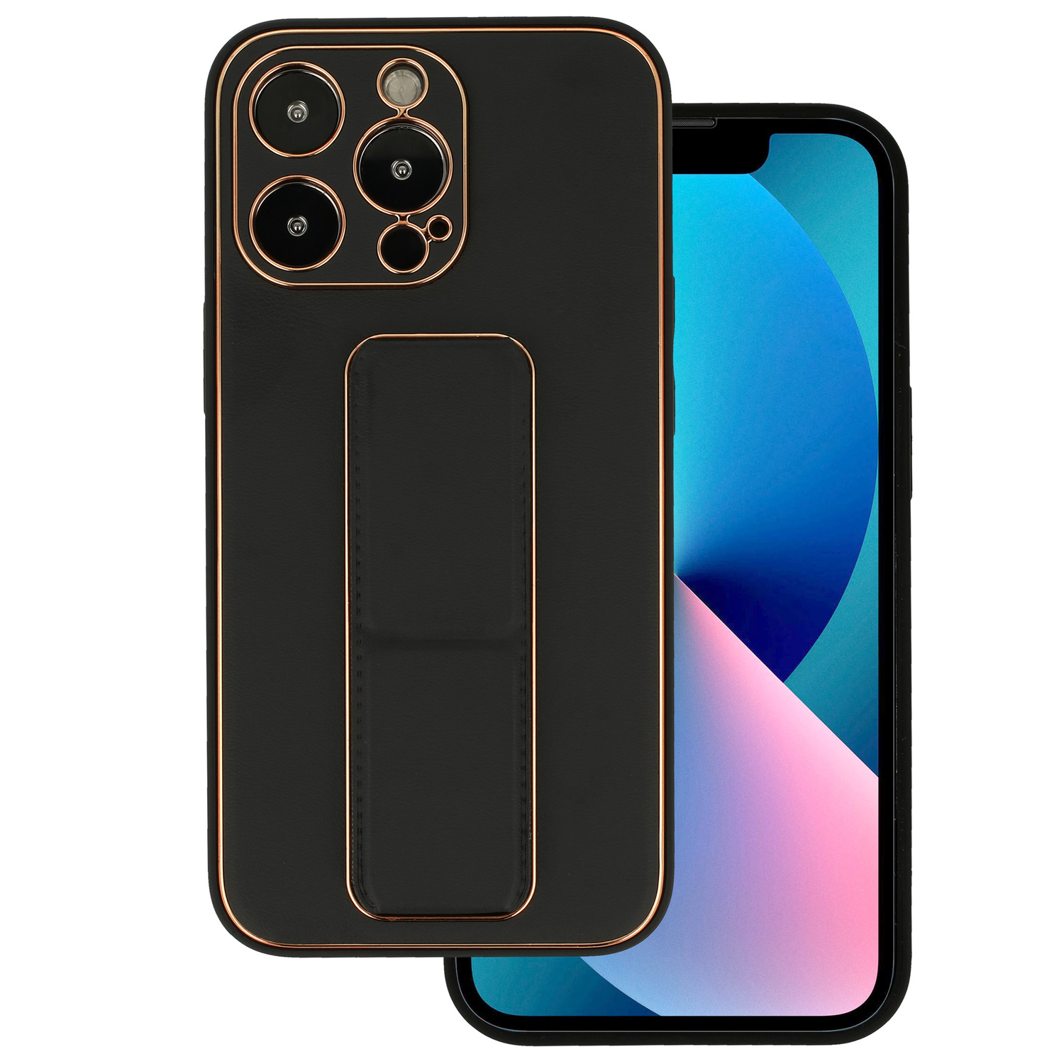 Pokrowiec Tel Protect Leather Luxury Stand Case czarny Apple iPhone 12