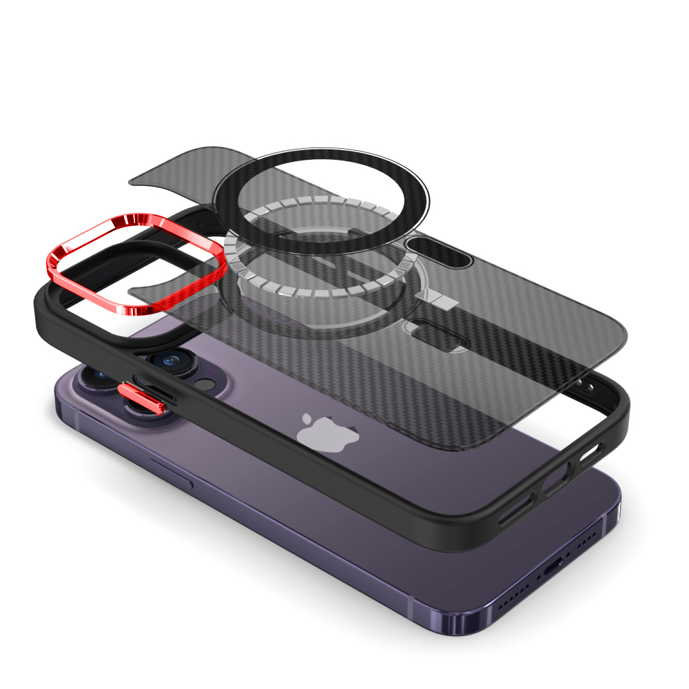 Pokrowiec Tel Protect Magnetic Carbon Case czerwony Apple iPhone 12 Pro / 6