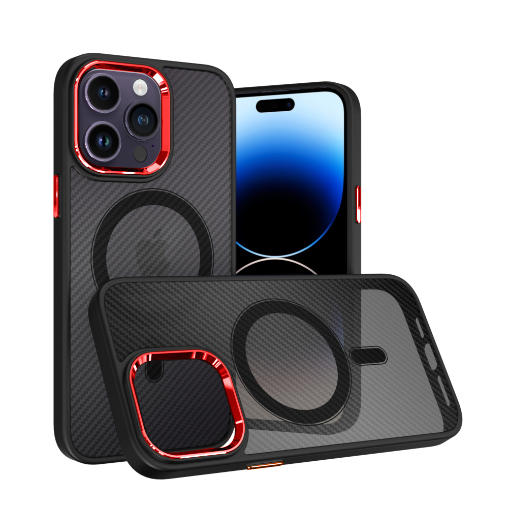 Pokrowiec Tel Protect Magnetic Carbon Case czerwony Apple iPhone 13 / 4