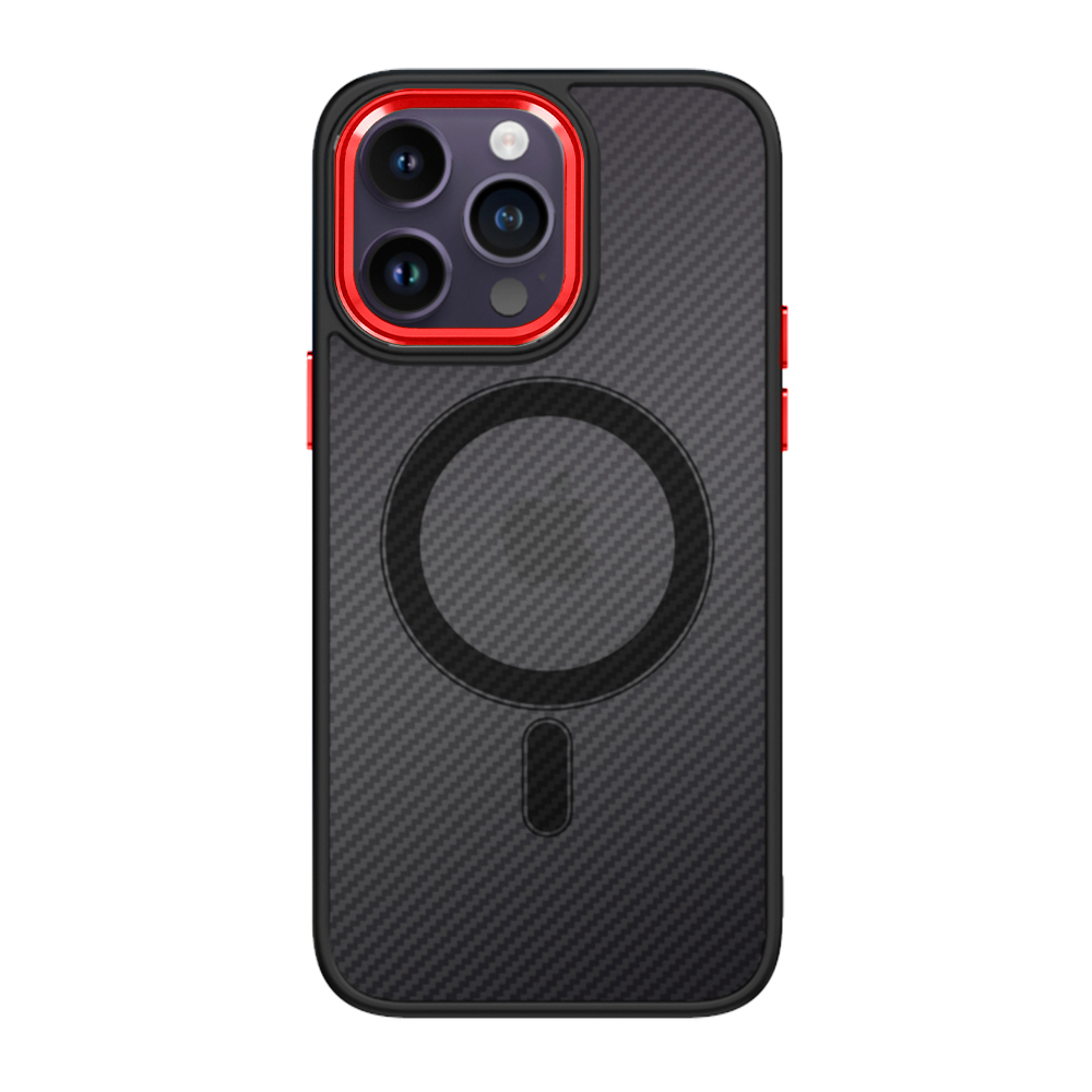 Pokrowiec Tel Protect Magnetic Carbon Case czerwony Apple iPhone 14 Pro / 2