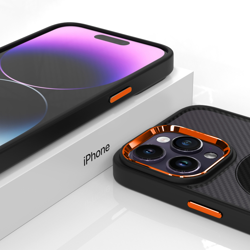 Pokrowiec Tel Protect Magnetic Carbon Case pomaraczowy Apple iPhone 12 Pro Max / 8
