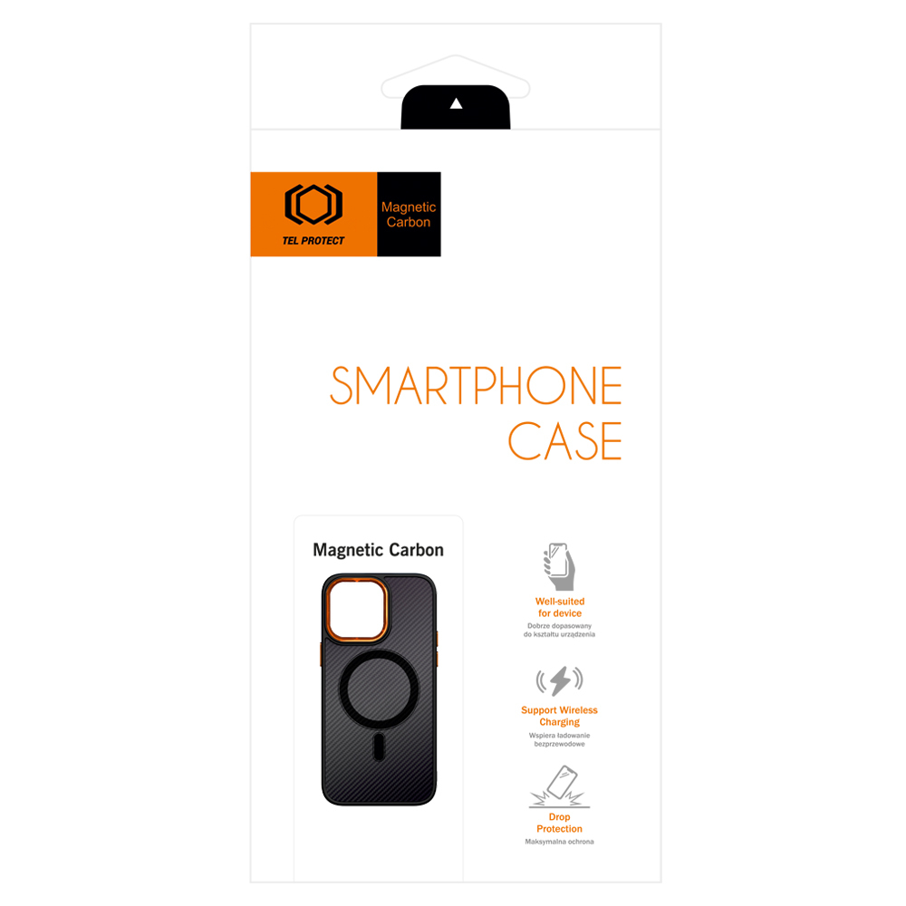 Pokrowiec Tel Protect Magnetic Carbon Case pomaraczowy Apple iPhone 13 / 9