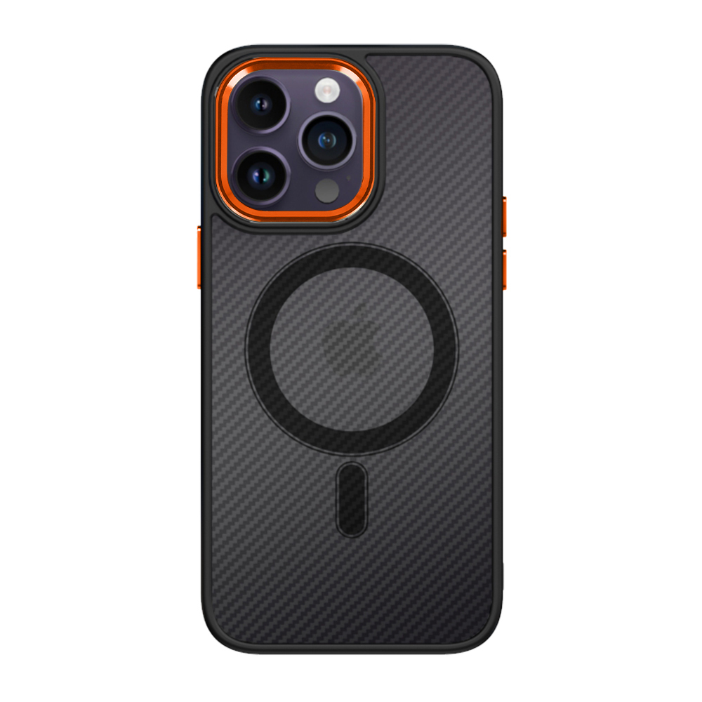 Pokrowiec Tel Protect Magnetic Carbon Case pomaraczowy Apple iPhone 15 Pro Max / 2