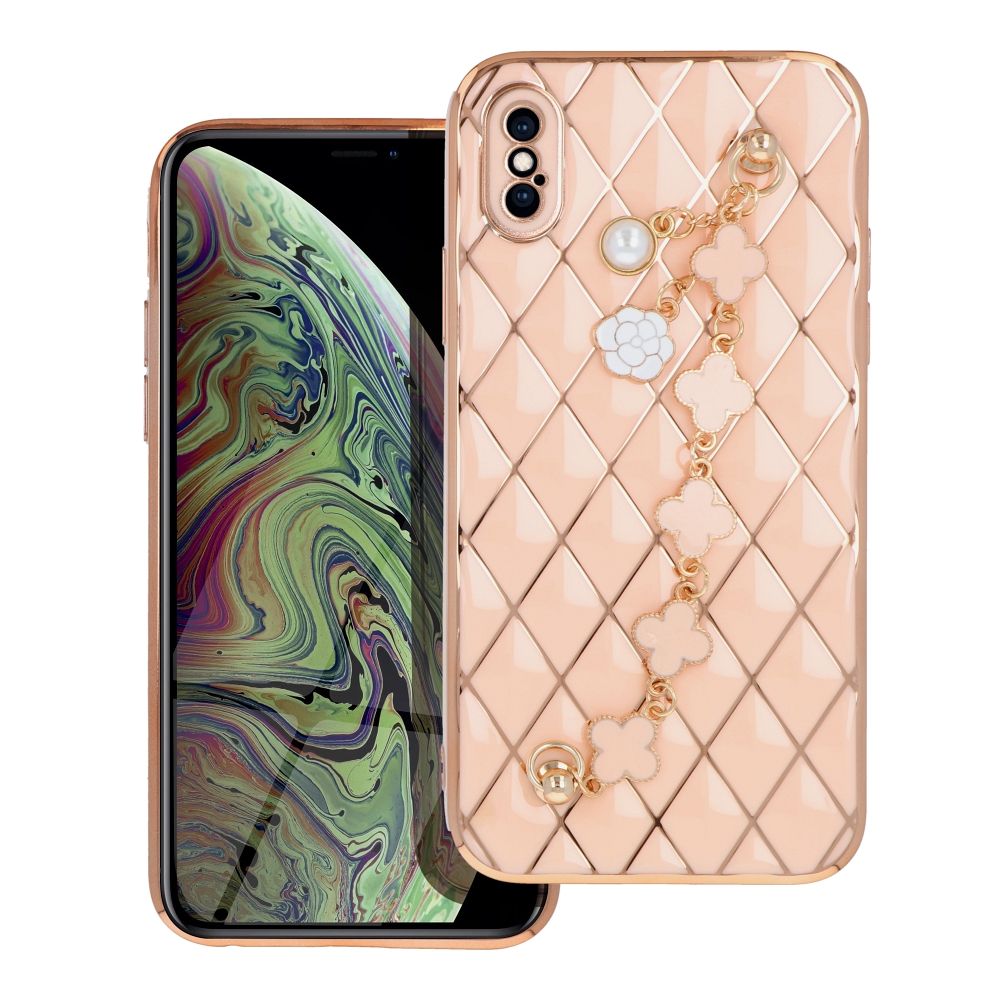Pokrowiec Trend z łańcuszkiem różowy Apple iPhone XS Pokrowiec Trend z łańcuszkiem różowy Apple iPhone XS
