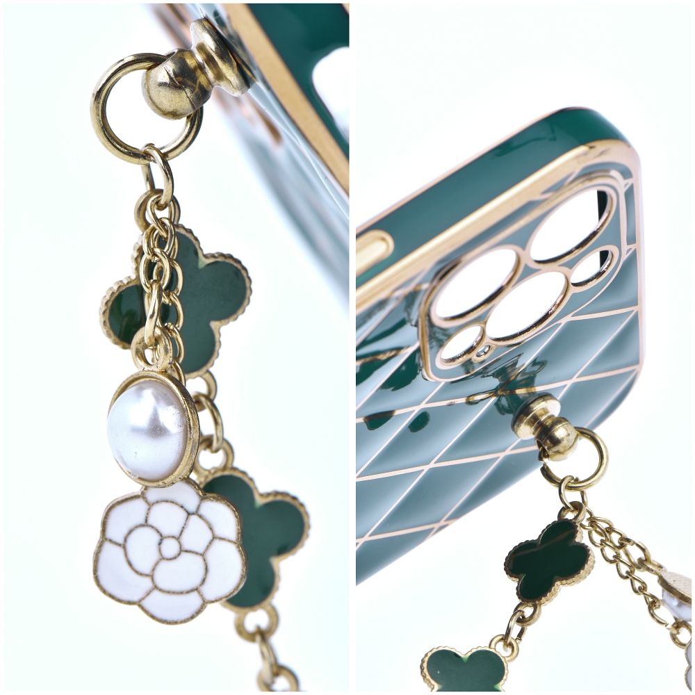 Pokrowiec Trend z łańcuszkiem zielony Samsung Galaxy S23 / 2 Pokrowiec Trend z łańcuszkiem zielony Samsung Galaxy S23 / 2