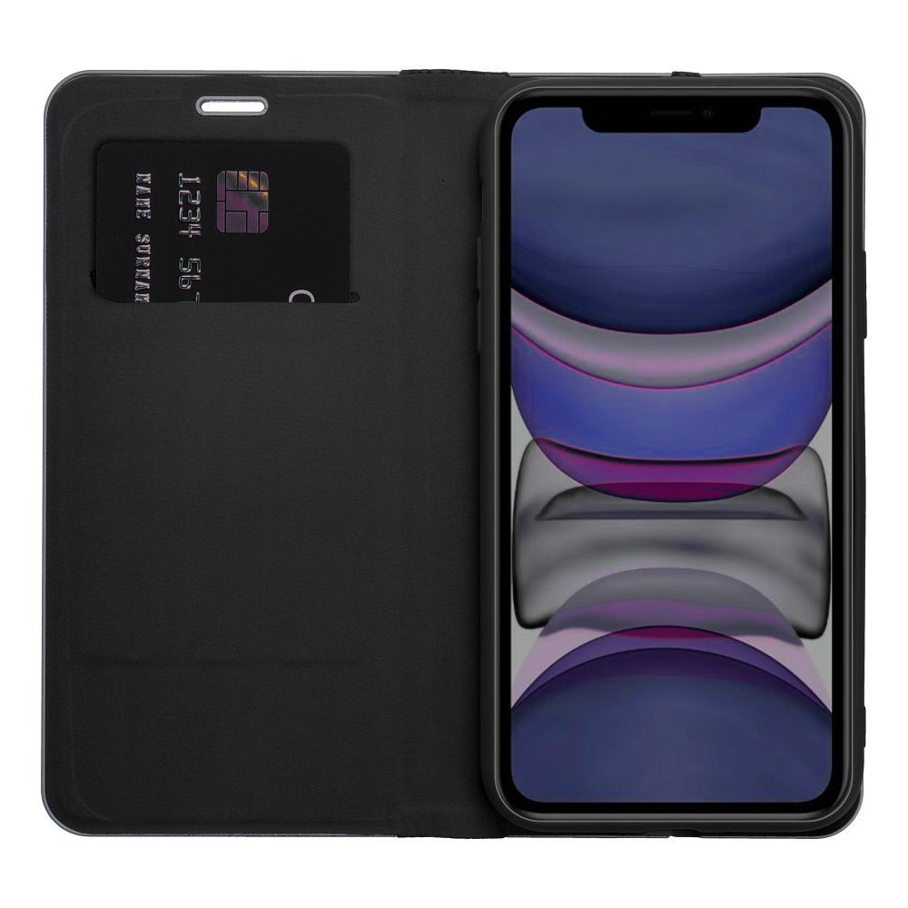 Pokrowiec Vennus Book Carbon czarny Apple iPhone 16e / 11