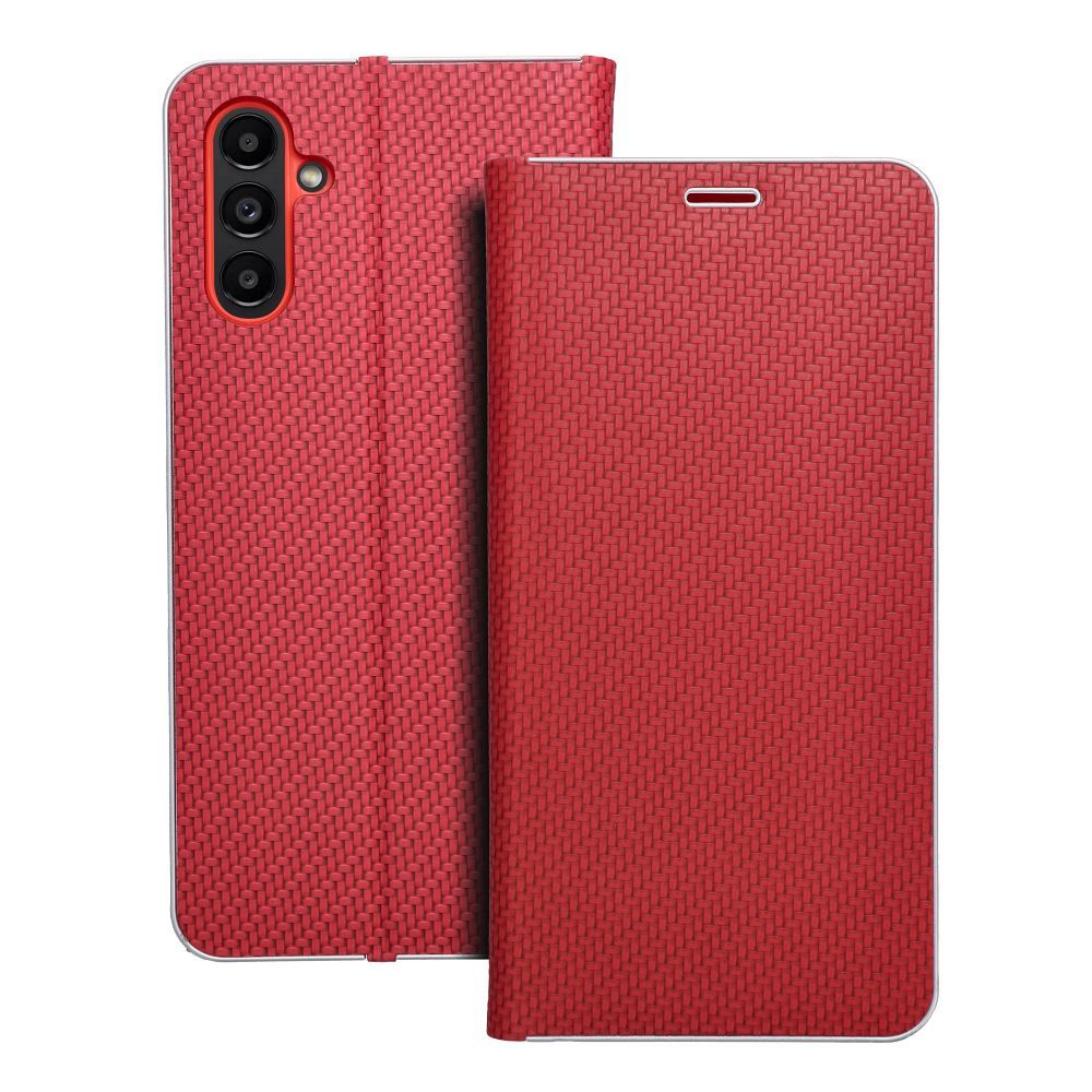 Pokrowiec Vennus Book Carbon czerwony Samsung Galaxy A04S