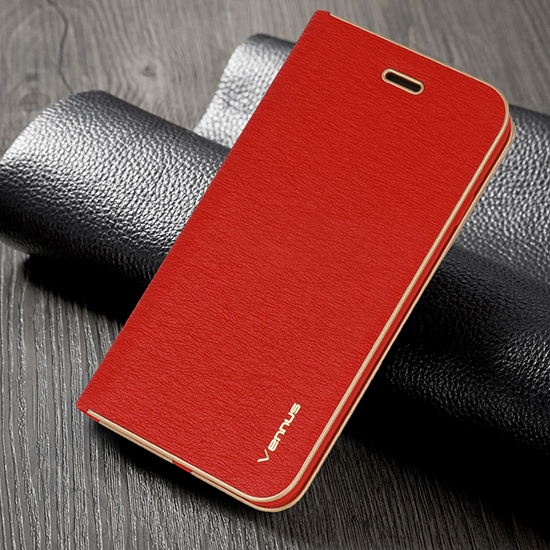 Etui zamykane z klapk i magnesem Vennus Book czerwony Apple iPhone 12 Pro Max / 6