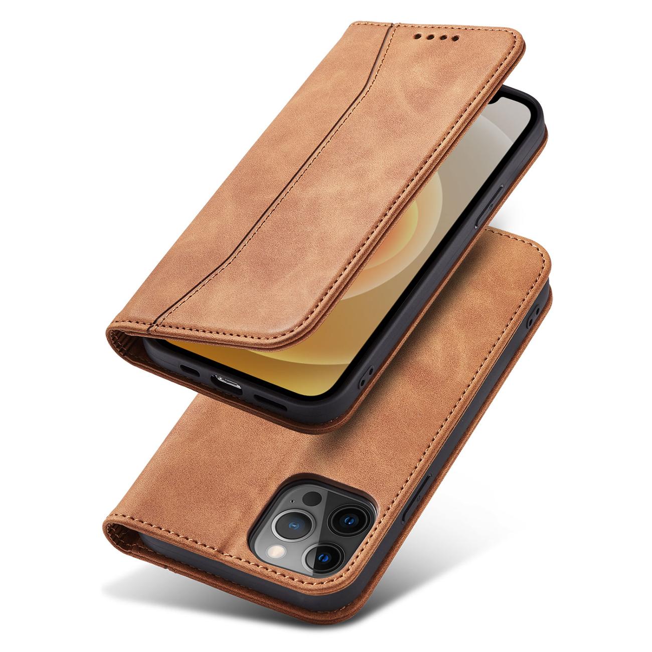 Pokrowiec Wallet Magnet brązowy Apple iPhone 12 Pro / 5 Pokrowiec Wallet Magnet brązowy Apple iPhone 12 Pro / 5