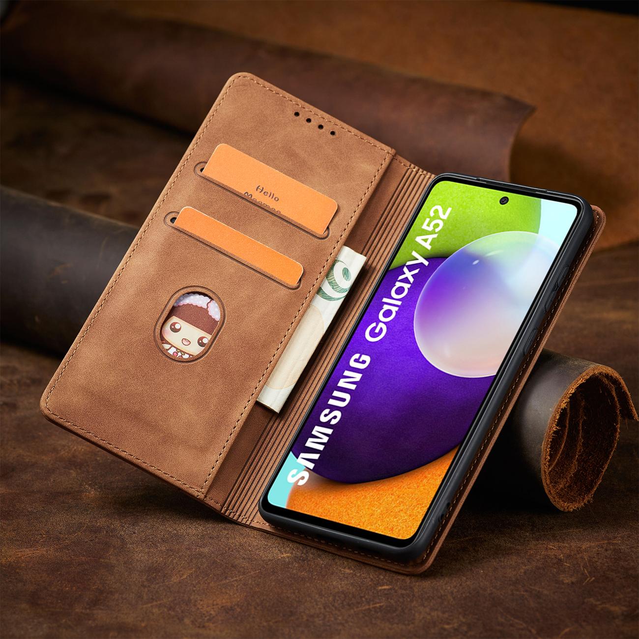 Pokrowiec Wallet Magnet br�zowy Samsung A52 5G / 10