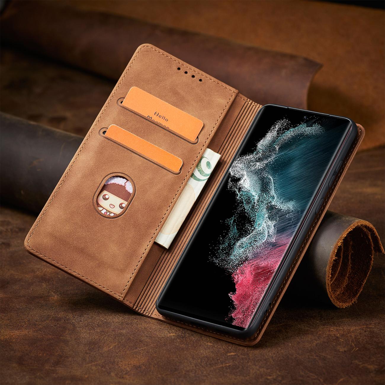 Pokrowiec Wallet Magnet br�zowy Samsung Galaxy S22 Ultra / 11