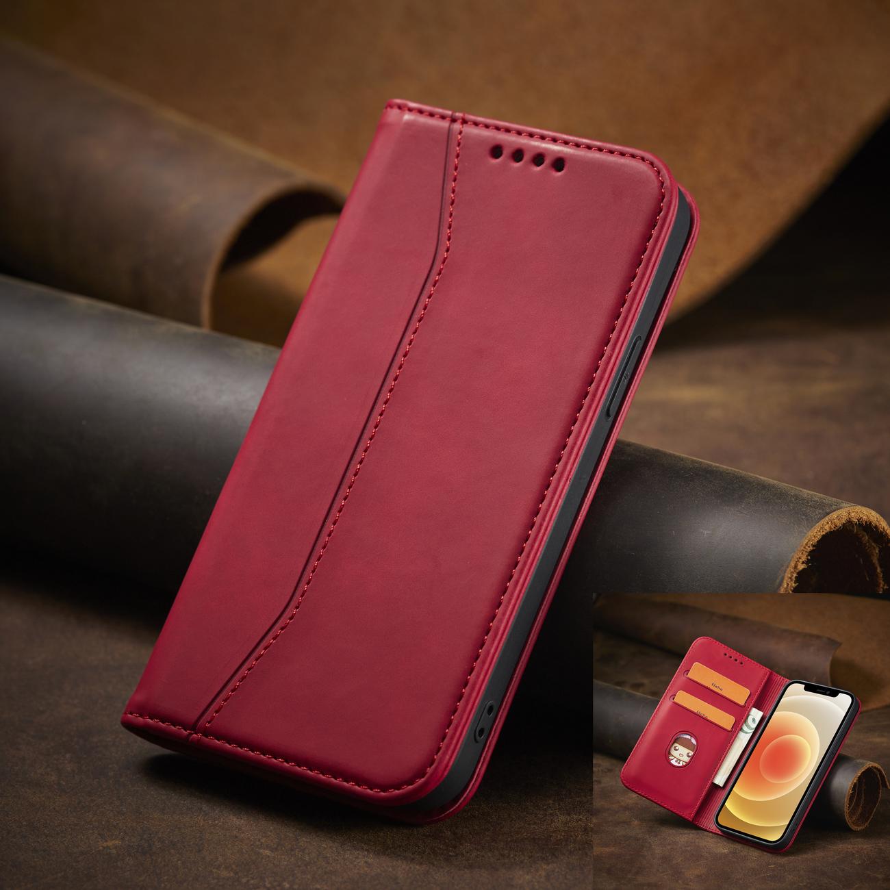 Pokrowiec Wallet Magnet czerwony Apple iPhone 12 Pro / 12 Pokrowiec Wallet Magnet czerwony Apple iPhone 12 Pro / 12