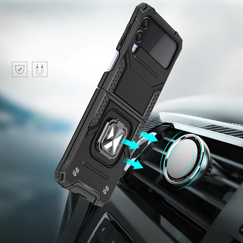 Pokrowiec Wozinsky Ring Armor pancerny czarny Samsung Galaxy Z Flip 3 / 6