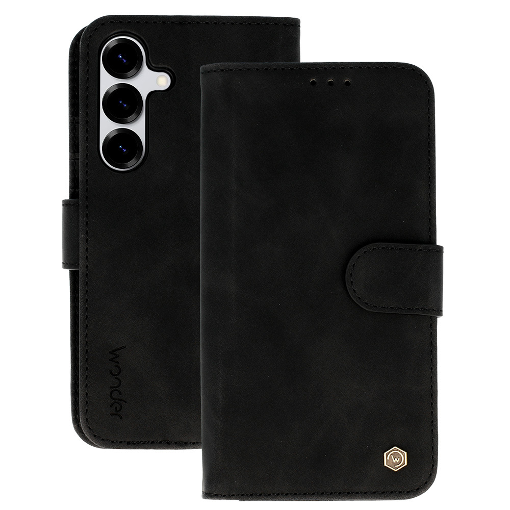 Pokrowiec z klapką Kabura Wonder Fancy czarny Samsung Galaxy S25 Pokrowiec z klapką Kabura Wonder Fancy czarny Samsung Galaxy S25