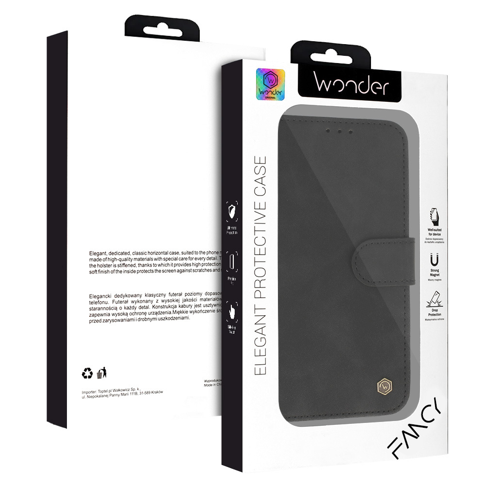 Pokrowiec z klapk� Kabura Wonder Fancy czarny Xiaomi Redmi Note 13 / 8