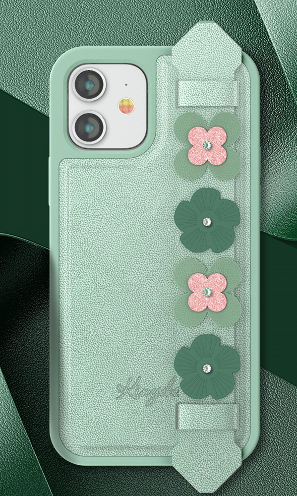 Pokrowiec elowy Kingxbar Sweet Series z krysztaami Swarovskiego zielony Apple iPhone 12 / 7