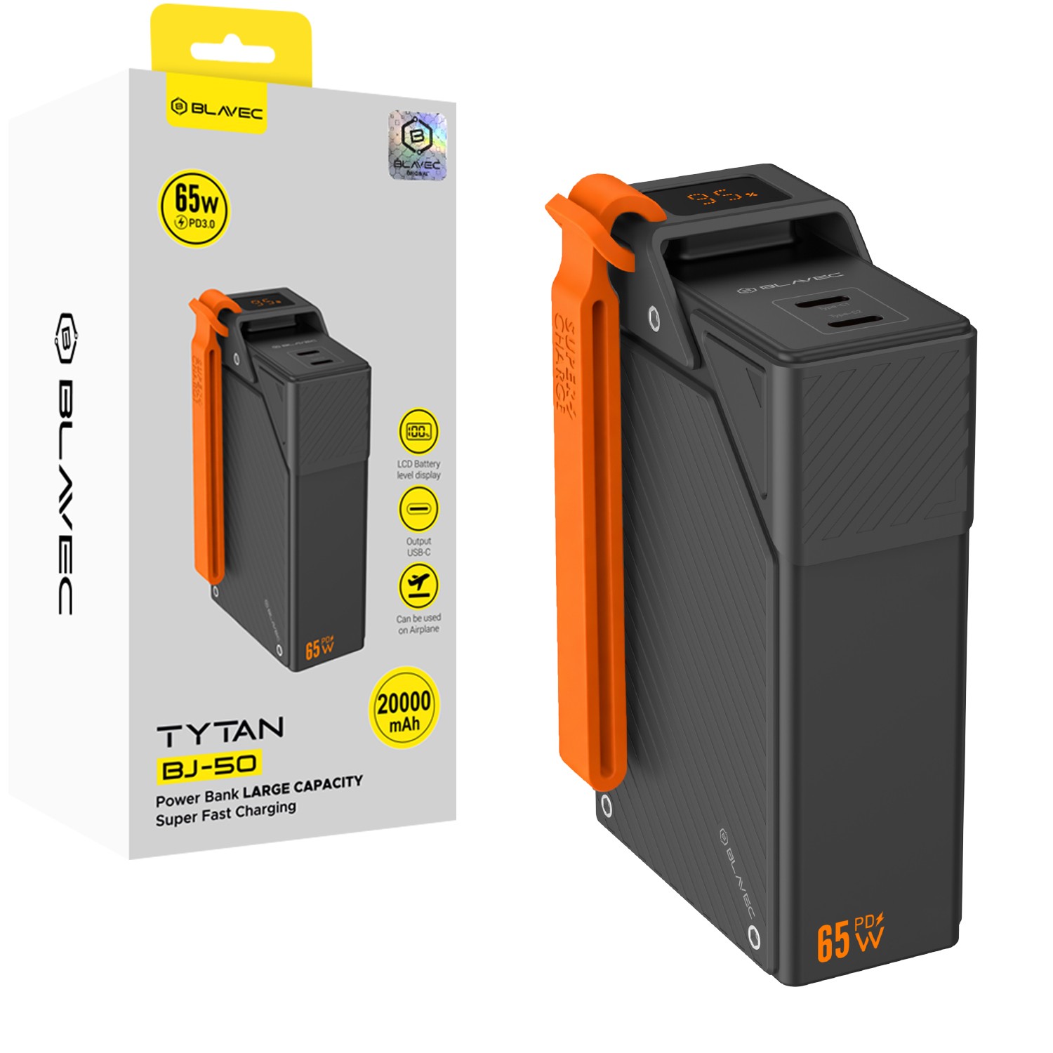 Power Bank Blavec 20000mAh 65W 2x USB-C czarny myPhone Hammer 4 Plus Power Bank Blavec 20000mAh 65W 2x USB-C czarny myPhone Hammer 4 Plus