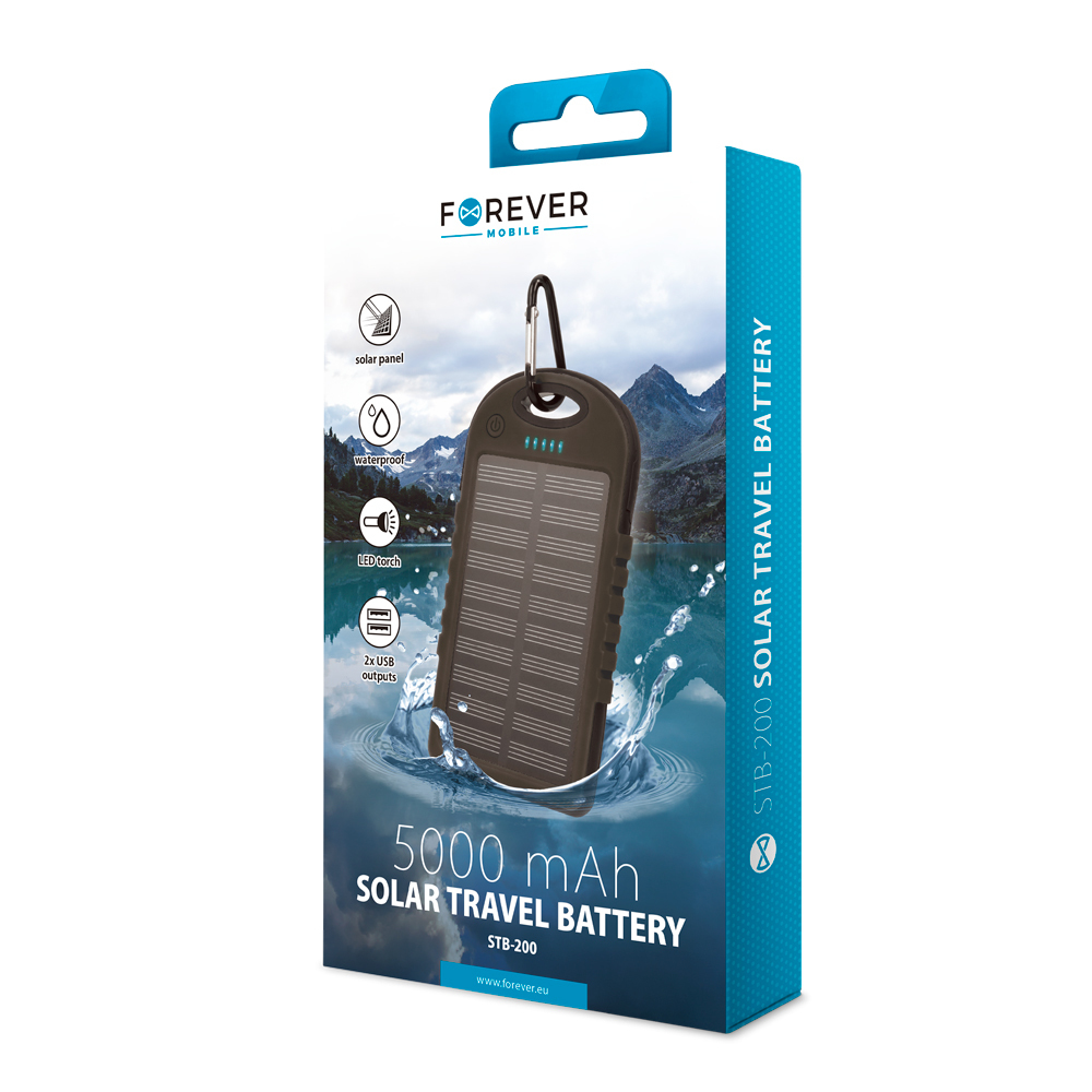 Power Bank solarny Forever 5000 mAh STB-200 czarny / 2